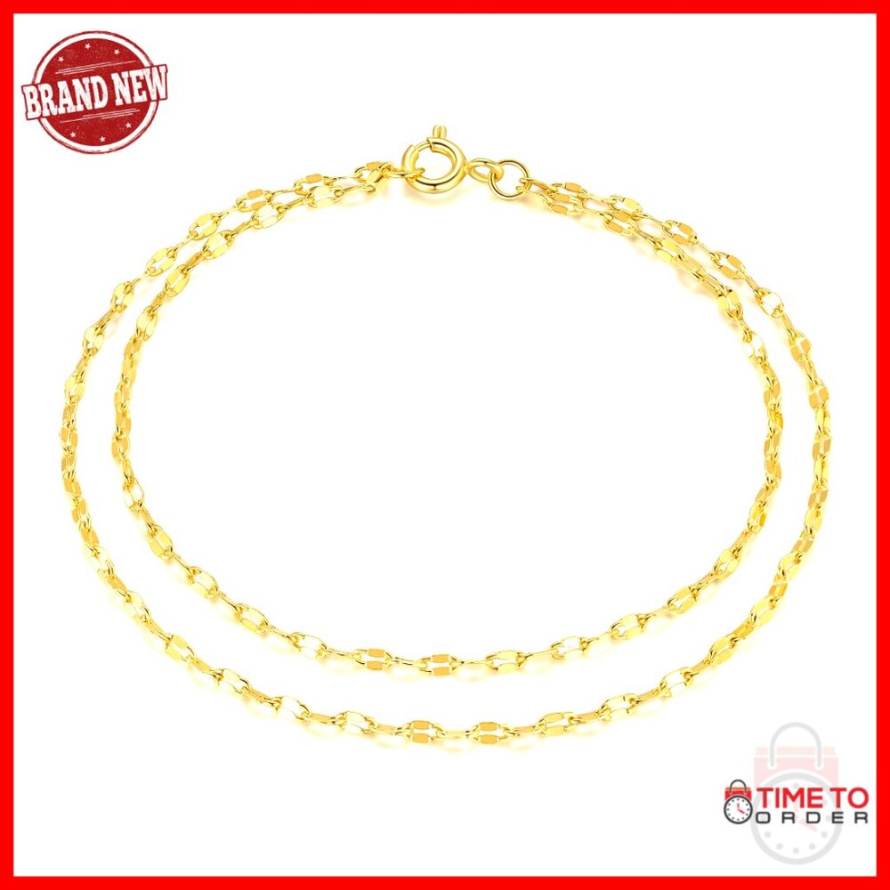 Double Layer Mirror Chain Bracelet 14k Gold Plated Layered Chic Minimal